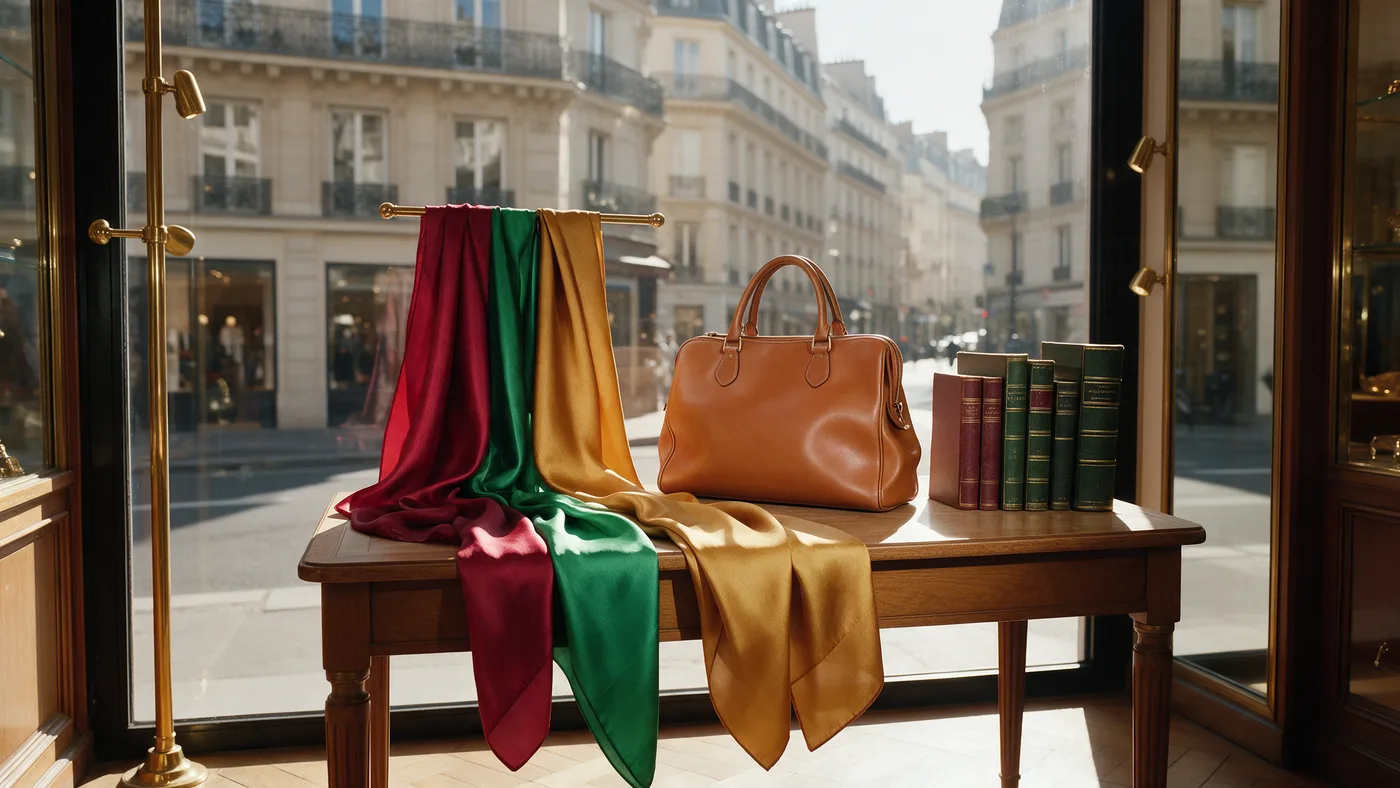 Les mêmes foulards, sac et livres aux couleurs vives après la pose du CF Total UV 400